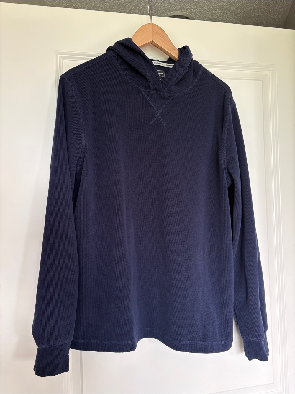 Eddie Bauer Men's Navy Crewneck Hooded Sweater